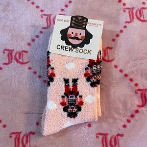 Pink Crew Socks with Nutcracker Design